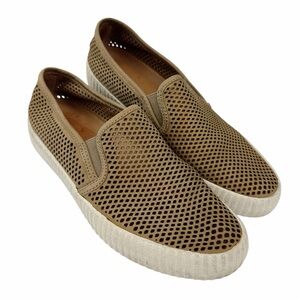 FRYE Camille Perforated Slip On Sneakers Womens Size 7 Shoes Ash Brown Laser Cut